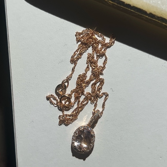 Morganite (1-1/7 Ct. T.W.) and Diamond (1/4 Ct. T.W.) Pendant in 14K Rose Gold - Picture 2 of 4